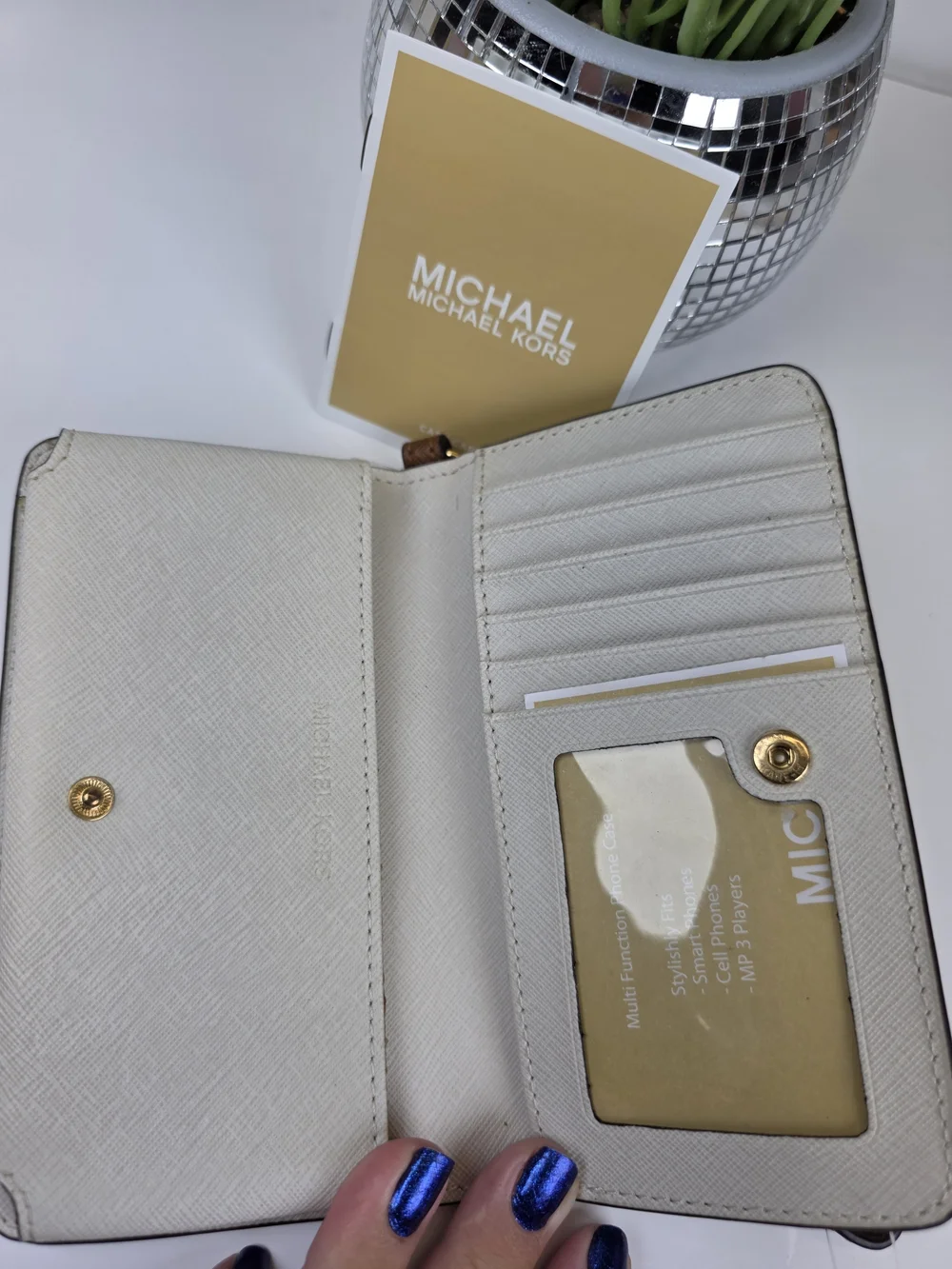 Michael Kors White Logo Wristlet Wallet Phone Case NWT